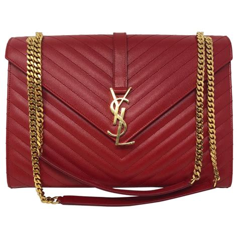 ysl large leather bag red gold|yves saint laurent bags red.